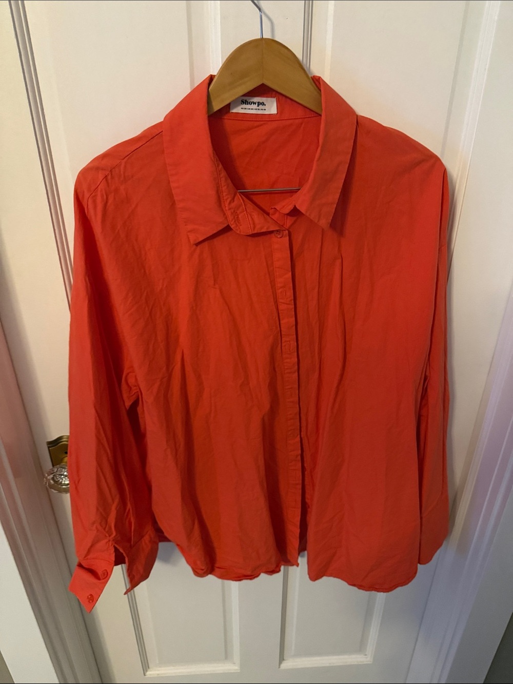 Showpo. Bright Orange Long Sleeve Button-Down Shirt